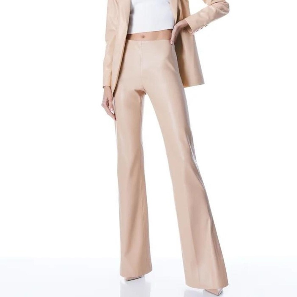 Alice + Olivia Teeny Vegan Leather Side Slit Pant